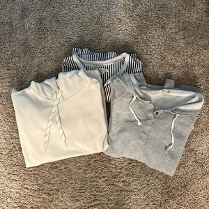 Beach bundle. Two pullover sweatshirts and one long sleeve Henley med/xl/xl